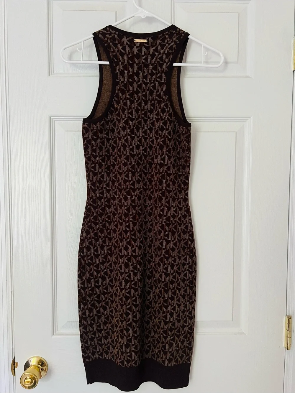 Michael Kors Brown MK Logo Knit Tank Midi Dress